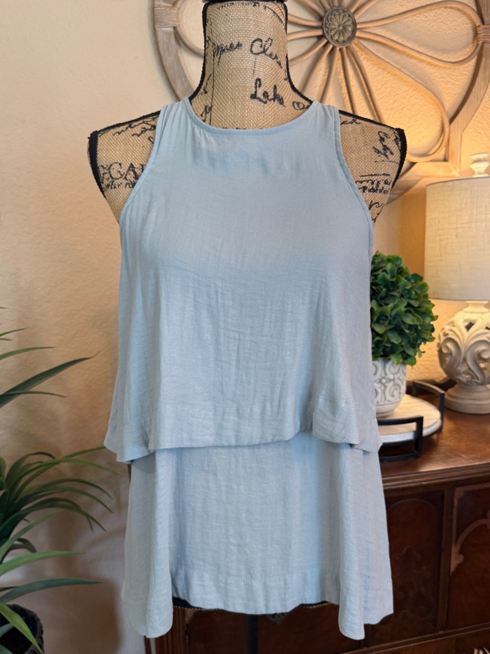 Free People Light Blue Layered Halter Top